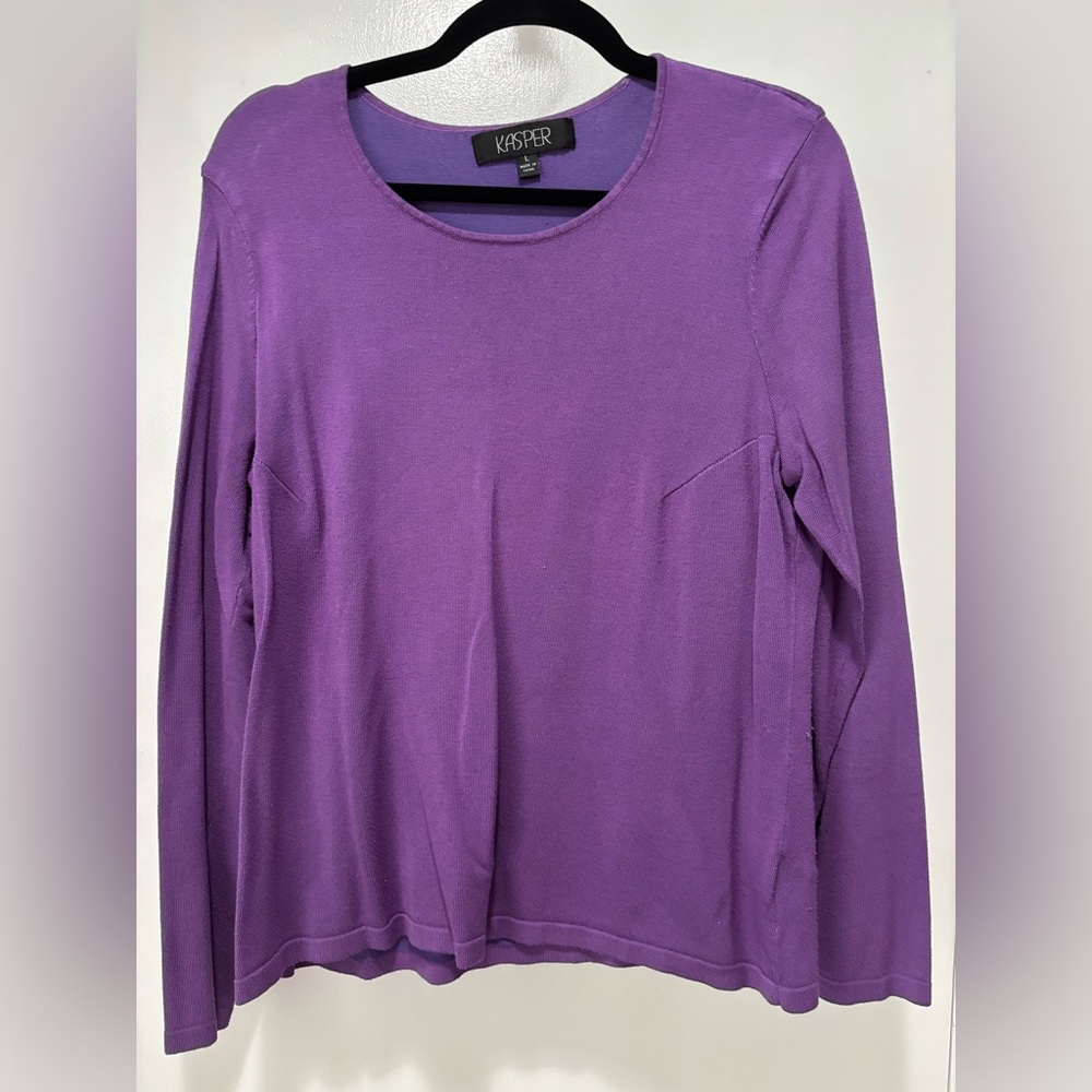 Kasper Women's Long Sleeve Top in Purple Large